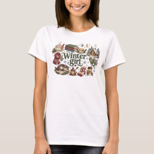 Sfeervol Winter Meisje Esthetisch Gezellig Cottage T-shirt