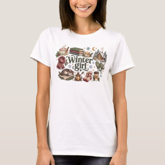 Sfeervol Winter Meisje Esthetisch Gezellig Cottage T-shirt