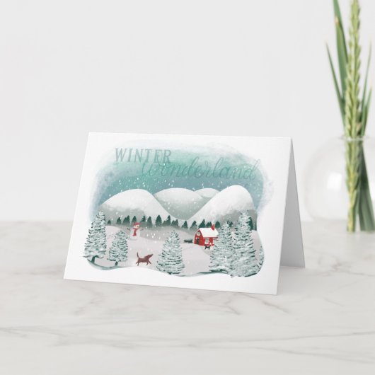 Sfeervol Winter Wonderland Feestdagen Kaart (Voorkant)