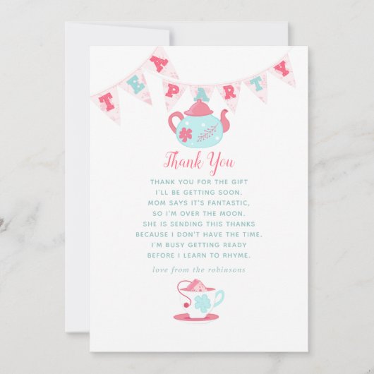 Sfeervolle Baby Shower Theepartij Bedankt (Voorkant)