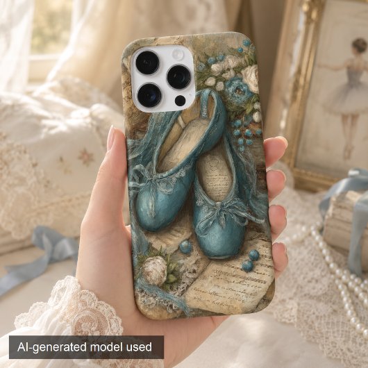 Sfeervolle Blauwe Ballerina's en Rozen Case-Mate iPhone Case