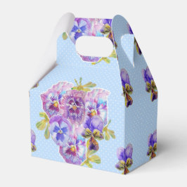 Sfeervolle Blauwe Viooltje Bloemige Trouwtaart Fav Bedankdoosjes