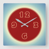 Sfeervolle Citroenblauw met Rood Centrum Vierkante Klok (Voorkant)