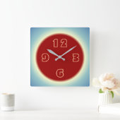 Sfeervolle Citroenblauw met Rood Centrum Vierkante Klok (Huis)