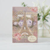 Sfeervolle Eiffeltoren Bloemen 'Save the Date' Kaart (Staand voorkant)