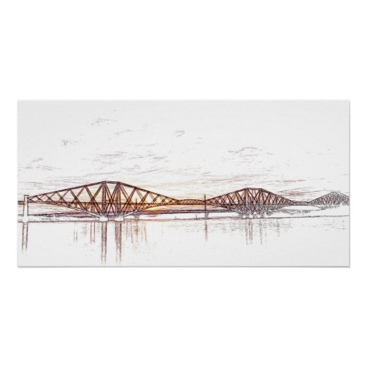Sfeervolle Forth Bridge Kunstwerk Perfect Poster (Voorkant)