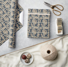 Sfeervolle geruite botanische afbeeldingen cadeaupapier