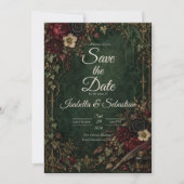 Sfeervolle Gotische Botanische Bruiloft Save The Date (Voorkant)