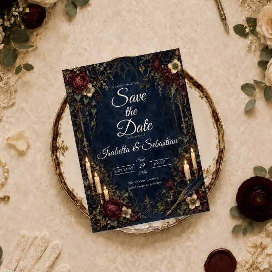 Sfeervolle Gotische Kaarsverlichte Bruiloft Save The Date