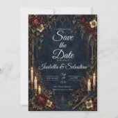 Sfeervolle Gotische Kaarsverlichte Bruiloft Save The Date (Voorkant)
