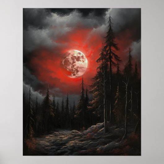 Sfeervolle Gotische Maan Kunstprint Poster (Voorkant)