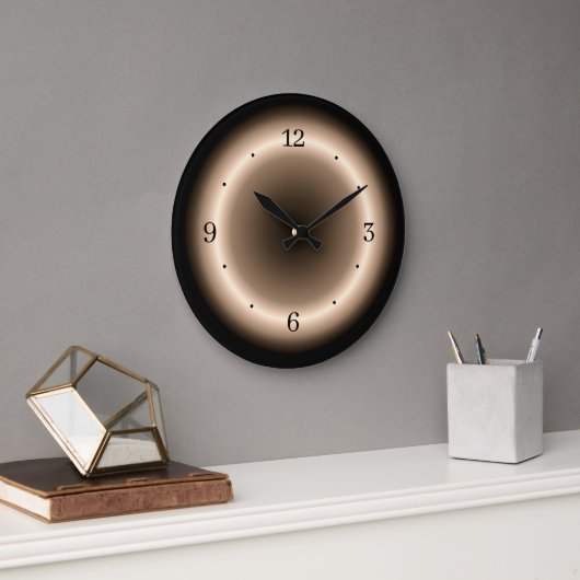 Sfeervolle Halo van crème op Tan Brown Wall Clock Grote Klok (Kantoor)