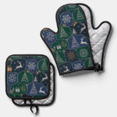 Sfeervolle Kerstmagie Ovenwant & Pannenlap Set (Voorkant / Achterkant)