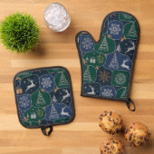 Sfeervolle Kerstmagie Ovenwant & Pannenlap Set (Top down)