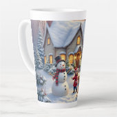 Sfeervolle Kerstmis Sneeuw Scene Kunst Latte Mok (Linkerhoek)