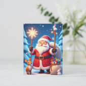 Sfeervolle Kerstscène Gloed Kerstman Winter Briefkaart (Staand voorkant)