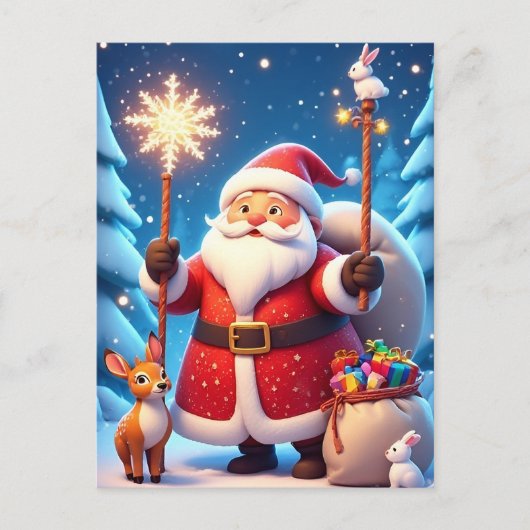 Sfeervolle Kerstscène Gloed Kerstman Winter Briefkaart (Voorkant)