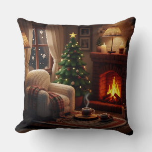 Sfeervolle Kerstsfeer, in een gebreide stijl Kussen