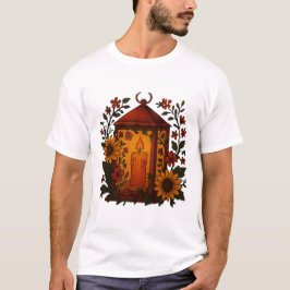 Sfeervolle lantaarn met zonnebloemkunst t-shirt