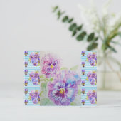Sfeervolle Pansy Pastel Blauwe Streep Art Ansichtk Briefkaart (Staand voorkant)