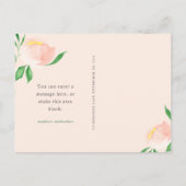 Sfeervolle Perzik Roze Bloem Dank Je Briefkaart (Achterkant)