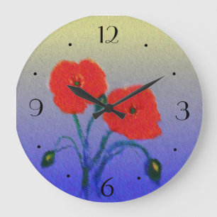 Sfeervolle Poppie Bloemen> Keukenklok Grote Klok