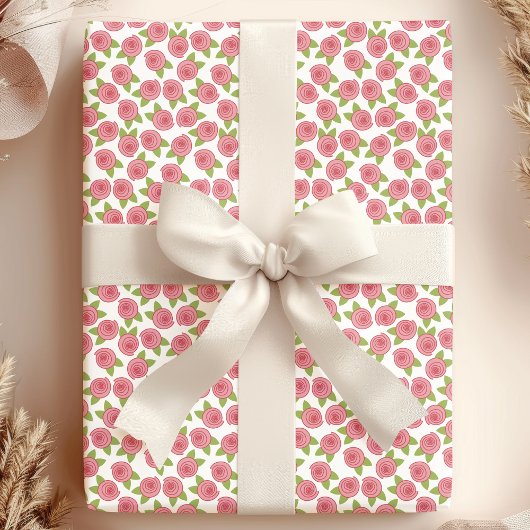Sfeervolle Roze Rozen Cadeaupapier