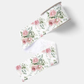 Sfeervolle Roze Rozen Eucalyptus Groen Grosgrain Lint (Achterkant)