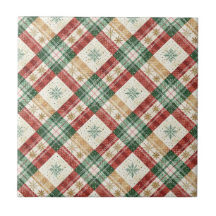 Sfeervolle Schotse Tartan Plaid Vakantiepatroon Ku Tegeltje