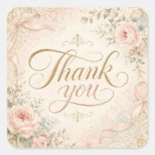 Sfeervolle Shabby Chic Dank Je Stickers (Voorkant)