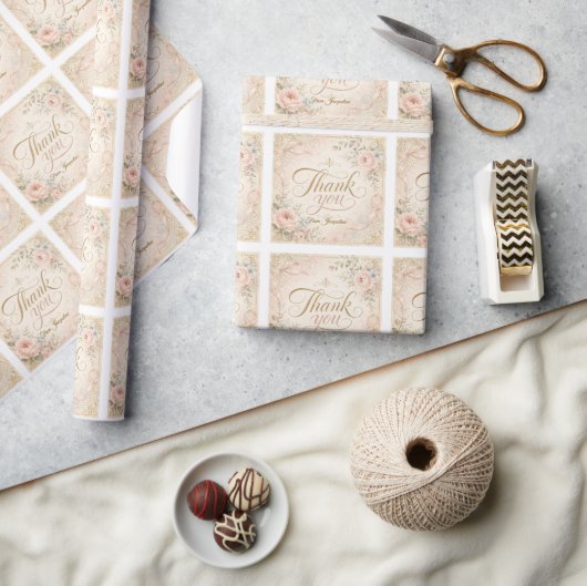 Sfeervolle Shabby Chic Dank Je Stickers Cadeaupapier (Crafts)