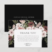 Sfeervolle Stof Rose Bloemige Bruidsdouche Bedankkaart (Voorkant / Achterkant)