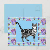 Sfeervolle Tabby Kat Pastel Streep Kunst Ansichtka Briefkaart (Voorkant / Achterkant)