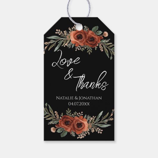 Sfeervolle Terracotta Bloem Boho Bruiloft Bedankt  Cadeaulabel (Voorkant)