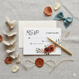 Sfeervolle Terracotta Bloem Boho Trouw RSVP Kaartje