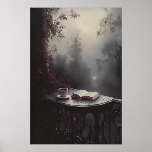 Sfeervolle Victoriaanse Balkon Kunst met Geopend B Poster (Voorkant)