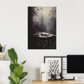 Sfeervolle Victoriaanse Balkon Kunst met Geopend B Poster (Thuiskantoor)