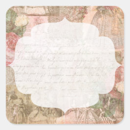 Sfeervolle Victoriaanse Dames Mode Sieraden Ambach Vierkante Sticker