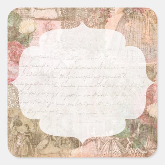 Sfeervolle Victoriaanse Dames Mode Sieraden Ambach Vierkante Sticker (Voorkant)