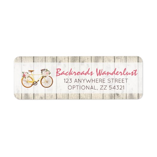 Sfeervolle Vintage Fiets Rustieke Retouradres Etiket (Voorkant)