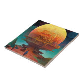 Sferische stad Surrealistische landschapskunst Tegeltje (Zijkant)