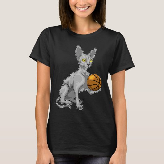 Sfinx Kat Basketbalspeler Basketbal T-shirt (Voorkant)