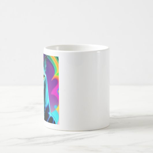 Sfinx kat, street art, kleurrijk koffiemok (Center)