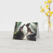 Sfinx Kussende Zeemeermin Wenskaart Kaart (Gele Bloem)