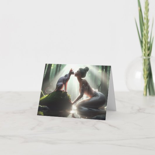 Sfinx Kussende Zeemeermin Wenskaart Kaart (Voorkant)