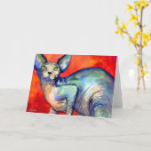 Sfinx sphynx kat #6 schilderij kaart (Gele Bloem)