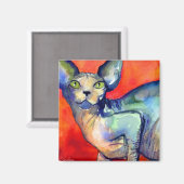Sfinx sphynx kat #6 schilderij magneet (Voorkant / Achterkant)