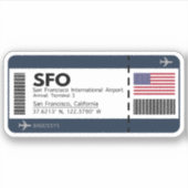 SFO San Francisco Boarding Pass - California Trave Sticker (Voorkant)