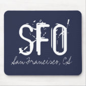 SFO San Francisco Typography Blue Muismat (Voorkant)