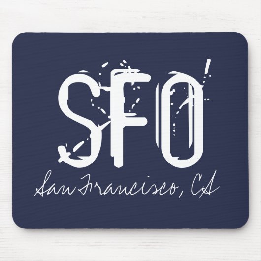 SFO San Francisco Typography Blue Muismat (Voorkant)